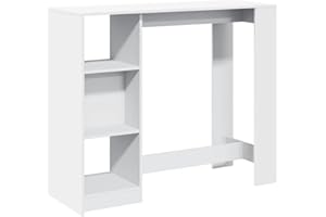 vidaXL Mesa Bar con Estante Madera ingeniería Blanca 124x46x103,5 cm