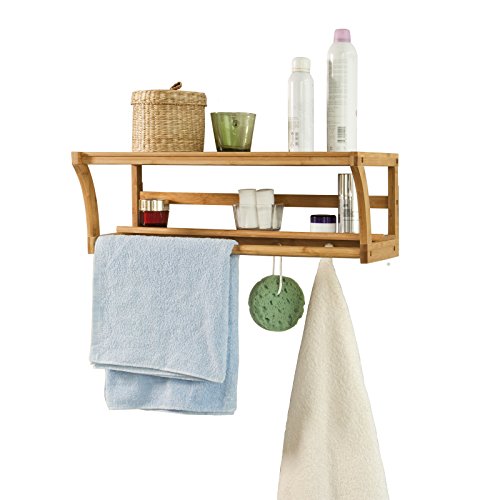 SoBuy® Wandregal,Handtuchhalter,Badregal zur Wandmontage mit Ablagen