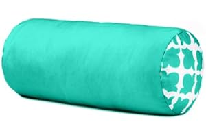 Gardenista Garden Round Bolster Pillow | Water Resistant Indoor Outdoor Roll Back and Neck Support Cushion | Comfy Rattan, Patio Furniture Yoga Cushions | Easy to Clean (Green, 45x20cm)