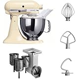 KitchenAid 5KSM150PSEAC Artisan - Robot de cocina y juego de accesorios, color beige