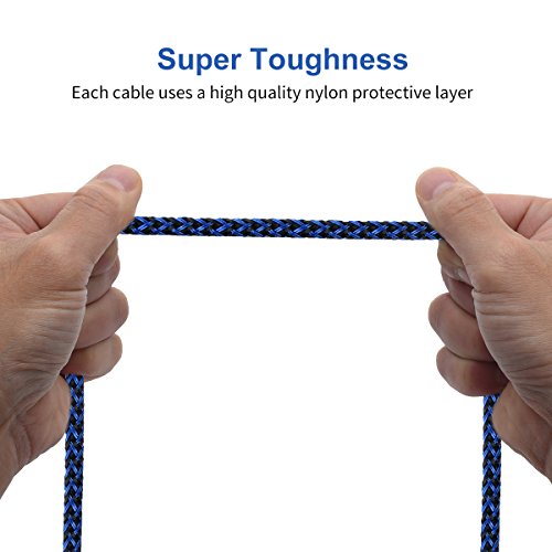 Micro USB Kabel, TYJTECH 2-Pack 3.3ft/1m Micro USB Schnellladekabel Geflochtenes Kabel High Speed Sync für Android Smartphones, Samsung Galaxy, HTC, Huawei, Sony, Nexus, Nokia, Kindle und mehr (Blau) - 3