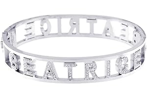 Stellazeta Bracciale Donna con Nome in Acciaio Inossidabile Anallergico Ideale per Regalo Braccialetto Donna con luminosi cristalli di vetro Braccialetti Donna Rigidi con Chiusura a Molla