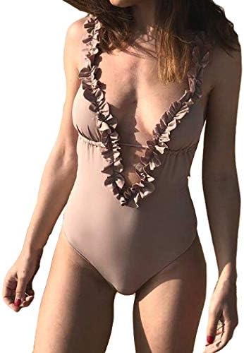Women Fashion Sexy Solid One-Piece Jumpsuit Beachwear Swimwear Push-up Bikini