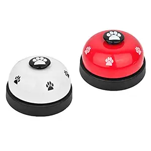 SlowTon Pet Bell, 2 Pack Metal Bell Dog Training with Non Skid Rubber Bottoms Dog Door Bell for Potty Training Clear Ring Pet Tool Communication Device for Small Dogs Cats (red+White)