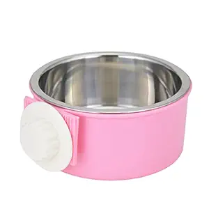 Guardians Stainless Steel Dog Bowl Removable Hanging Food Water Pets Cage Coop Cup Large Cat Puppy Birds Food Bowl with Bolt Holder