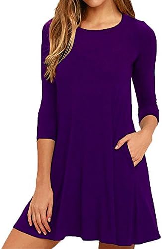 DIOSA Women's long Sleeve Casual Dress Simple T-shirt Loose Pocket Tunic Dress