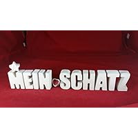 Beton, Steinguss Buchstaben 3 D Deko Schriftzug Namen MEIN SCHATZ als Geschenk verpackt! Ein ausgefallenes Geschenk als Deko Schriftzug für einen schönen Platz im Home.