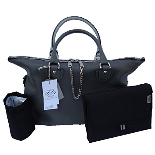 Preisvergleich Produktbild chameleon Leder Tasche MONACO hellgrau / Dark greytwo Ton