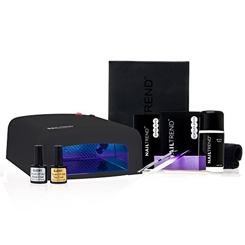 Bluesky Deluxe 2 Colour Gel Polish Starter Kit Salon Quality Manicure & Pedicure - 36W Black UV Lamp Light, Base & Top Coat, Remover Wraps, Shine Wipes, Acetone Remover, Nail Trend Towel, Crystal File, Block Buffer, Cuticle Sticks, Cuticle Pusher + Includes 2 Bluesky Gel Colours