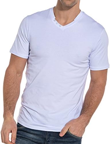 BLZ Jeans T-Shirt Men Basic White V-Neck - Color White, Size: XS/S