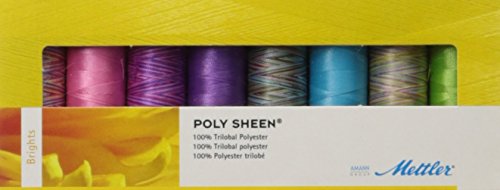 Mettler-Gewinde Poly Glanz 100% Trilobal Polyester Näh-Set; 8 Spulen Helle Farben ps811