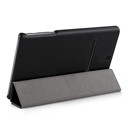 3in1 Set: kwmobile Hülle für Dell Venue 8 7000 (7840) – Smart Cover Case Tablet Schutzhülle Kunstleder – Ultra Slim Tabletcase Schwarz + Folie, kristallklar + Stylus, Schwarz - 3