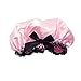 Homgaty Women Shower Cap Waterproof Ribbon Elastic Bow Lace Bathing Hair Cap Hat (Pink)