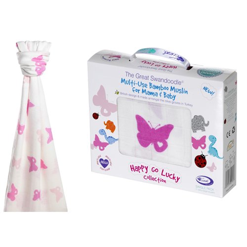 Cuski Great Swandoodle Multiuse Gigantic Bamboo Muslin Happy Butterflies Design
