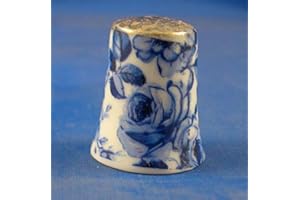 BIRCHCROFT CHINA Dé à coudre en porcelaine de Chine à collectionner Motif floral Bleu