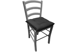 Russo Tessuti 6 Cuscini Sedie Cucina Coprisedia Imbottiti Laccetti Vari Colori Tinta Unita-Nero