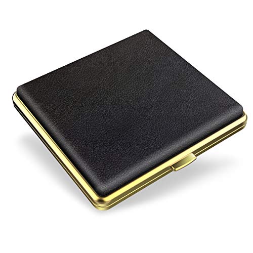 Preisvergleich Produktbild LegendTech Zigarettenetui, Elegantem PU Leder Glänzende Box Kompakt Dauerhaft mit Gefälschte Banknote Funktion Identifizieren Schwarzes Gold Ideal Geschäftsgeschenk