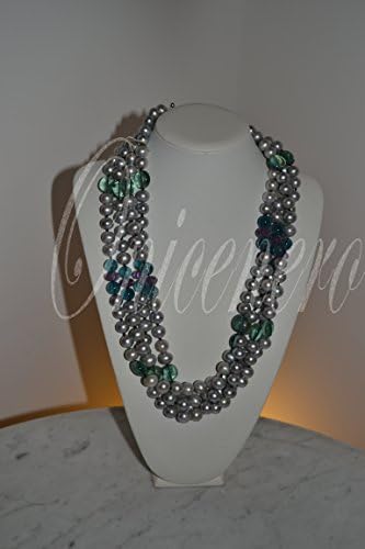 necklace of freshwater pearls, flourite and amethyst