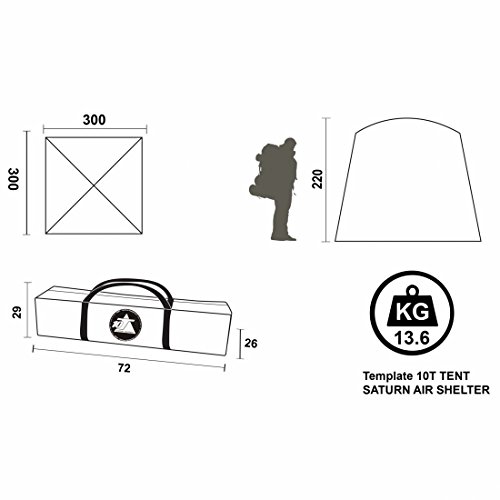 10T Saturn AIR Shelter 3×3 – Aufblasbarer Airtube Pavillon, 5000mm, 2 Seitenwände, UV 50+ - 2