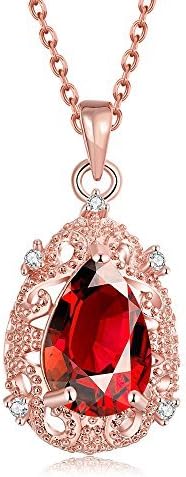 "Egypt Queen"18K Rose Gold Plated Cubic Zirconia Ruby Pendant Fashion Necklace for women,18"+2.5" Extender