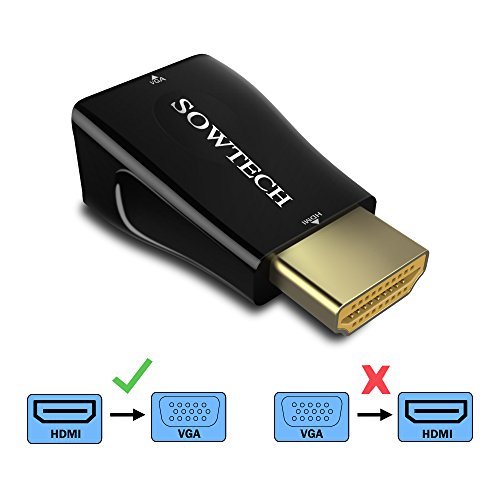 HDMI auf VGA, SOWTECH Vergoldet 1080P HDMI zu VGA Adapter Konverter Stecker (Male zu Female) – Schwarz - 5
