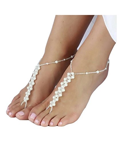 Preisvergleich Produktbild Westeng Perlen Knöchel-Armband Crochet Fußkettchen barfüßigsandelholze Strand-Hochzeit Schmuck