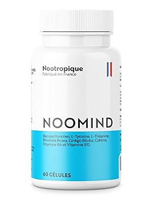 Noomind | Nootropique fabriqué en France | À base de Caféine, L-Théanine, Bacopa Monnieri, Ginkgo Biloba, Rhodiola Rosea, L-Tyrosine et Vitamines B | Améliore la concentration et la mémoire