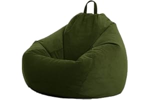 Highdi Pouf Poltrona Sacco Velluto a Coste, Bambini & Adulti Bean Bag Fodera per Sacco di Fagioli per Decorazione della Soggiorno Camera, Senza Ripieno (100x120cm,Verde Scuro)