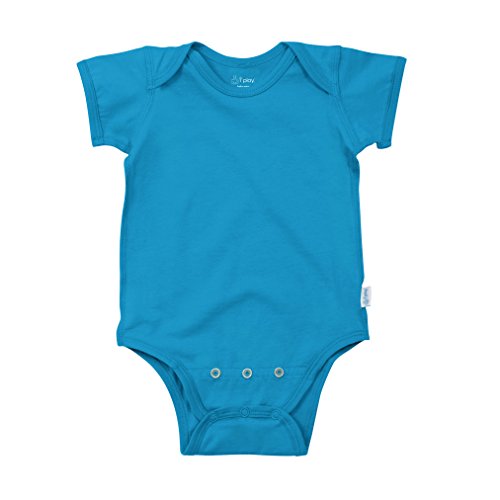 i play. Organic Cotton Short Sleeve Bodysuit (18-24 Months, Aqua)