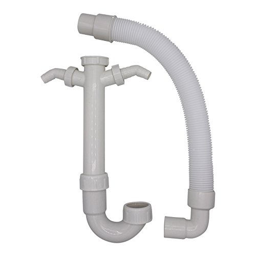 VARIOSAN Flexibler Röhrensiphon 11497, 1 1/2″, 2 Siphon-Geräteanschlüsse 1″, für Küchenspüle, Spülmaschine und Waschmaschine - 2