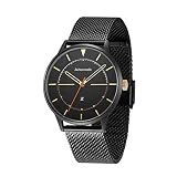 Zeitenwende Herren-Uhr Gründerzeit-Serie schwarz/Edelstahl Mesh-Armband/Schweizer Uhrwerk