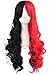 MapofBeauty Multi-color Lolita Long Curly Clip on Ponytails Cosplay Wig (Black/ Red)