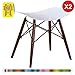 Produktbild 2 x Designer Hocker Fußstütze skandinavisch Beine: Holzfurnier Nussbaum Sitz: Weiß Deco Presto DP-DTWD-WH-2P