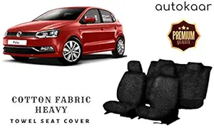 AUTOKAAR Cotton Fabric Heavy Black Towel SEAT Cover for Volkswagen Polo