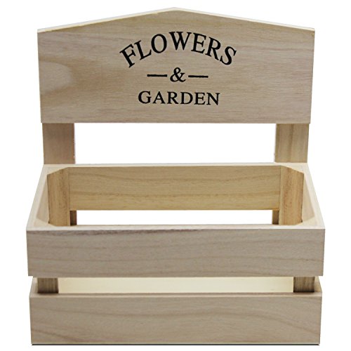 2tlg. Set Pflanzgefäß Pflanzkasten Flowers & Garden Holz H21/24cm Pflanzbehälter Kräutergarten Küchengarten - 3