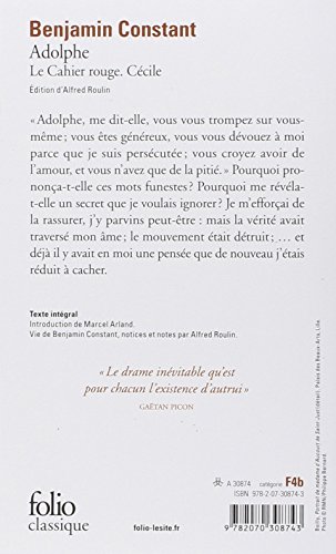 Livres Couvertures de Adolphe - Le Cahier rouge - Cécile