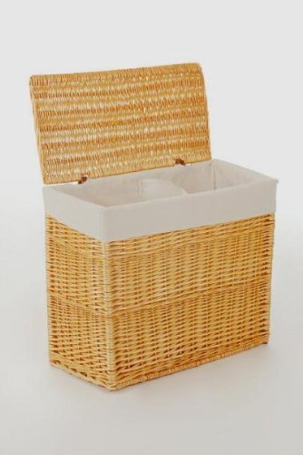 VIVANNO Wäschekorb Wäschesortierer Weide 'Grand' 60 cm hoch Honigfarbe