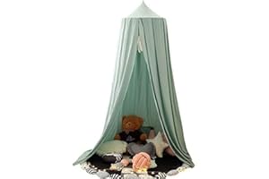 LINONI Baby Baldachin Betthimmel Chiffon Hängende Rund Moskitonetz für Babys Bett, Spielzelte, Kinderzimmer Höhe 240 cm Saumlänge 260cm,grün