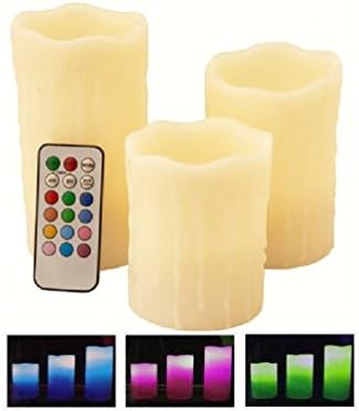3 X Led Wax Mood Colour Changing Flameless Scented Candles With Remote Control