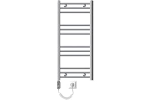 ECD Germany Radiador eléctrico de Toallas - 400 x 800 mm - Cromo - Curvado - con conexión Lateral - Calentador de Toallas Secador de Toallas 600W