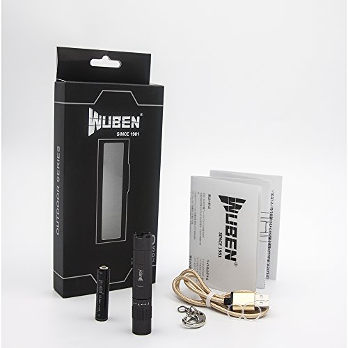 WUBEN Beste kleine Taschenlampe Höchste 150 Lumens Wirkliche Daten Leistungsfähige XPG2 LED-Schlüsselkette Fackel-Licht umfassen 10440 nachladbare Li-Ionbatterie USB-Aufladeeinheit wasserdichtes IPX8 E502 (Schwarz) - 6