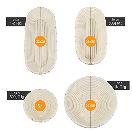 Amazy Gärkörbchen – Die ideale Brotgärform aus natürlichem Peddigrohr (oval | 35cm) – inklusive Leineneinsatz - 3