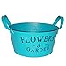 Produktbild 1 Stück _ XL Design - Blumentopf / Pflanzkübel / Pflanzschale - METALL - " Flowers & Garden - türkis blau " - Ø 28 cm - RUND - GROß - mit Henkel - Eimer / Dekotopf - Übertopf STAPELBAR - Blech - Blumenschale - Blumenkübel / Metalltopf - z.B: Kräutergarten - Kasten / Topf - Blumen - Balkon - Garten & Terrasse Kräuterinsel - Blumeninsel - zum Stapeln - wie Blumenampel - Blumenkasten - Kübel - Retro & Nostalgie - Pflanze - Dekoration - Tischdeko