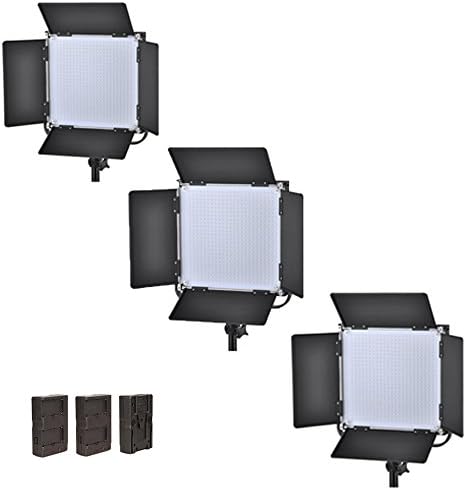 ILED 660AS LED Bi-Color Studio Panel 3-Light Kit with V-Mount Plate and BarnDoors + F-V Adapter