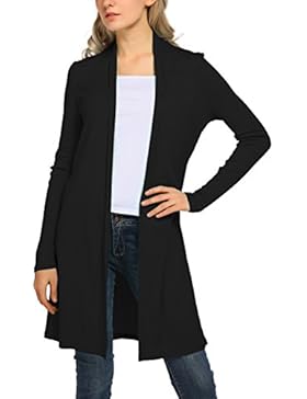 Urban GoCo Damen Offene Cardigan Strickjacke Langshirt