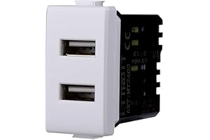 IXTRIMA Toma cargador doble USB Type-A compatible con Bticino Matix 5 Vdc 2.1 A color blanco