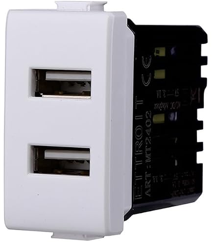 Presa USB doppia alimentazione compatta tipo USB-A e USB-C da 5V 2,4A