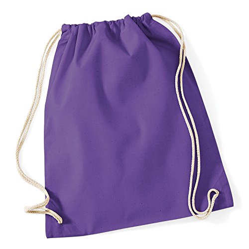 Westford Mill - Mochila saco o de cuerdas de algodón Modelo Gymsac Deporte/Gimnasio (12 litros) (Talla Única) (Púrpura)