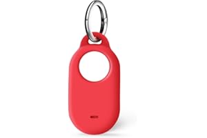 ISKIP Samsung SmartTag2 Case, Silicone Case Compatible with Samsung Galaxy Smart Tag2, SmartTag2 Cover with Keychain (Red)