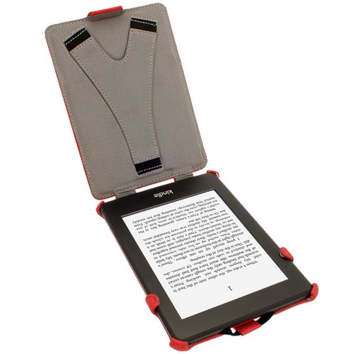 igadgitz PU Leder Etui Hülle mit Sleep/Wake Funktion/Integrierte Handschlaufe für Amazon Kindle Paperwhite 2015/2014/2013/2012 rot - 2
